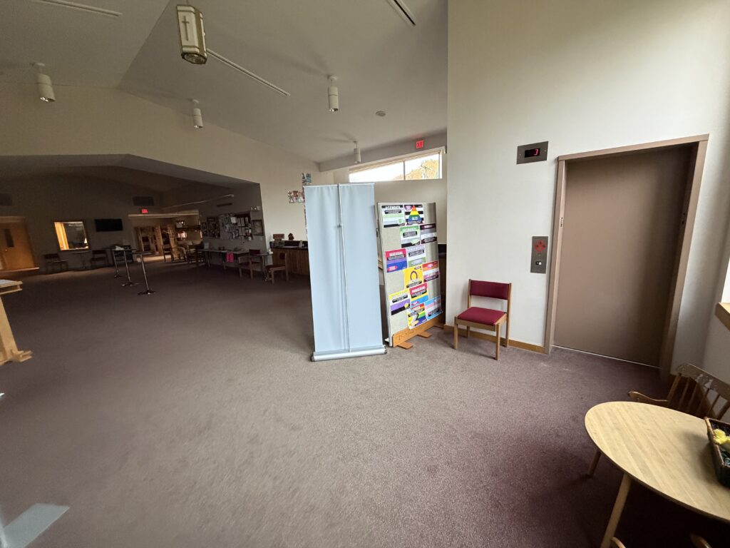 Elevator on second floor by the sanctuary,